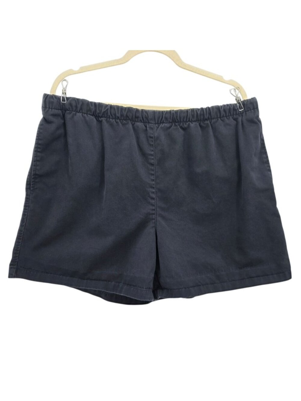Vintage Lands' End Mens Large Shorts Pull On Black Drawstring Pockets Flat Front
